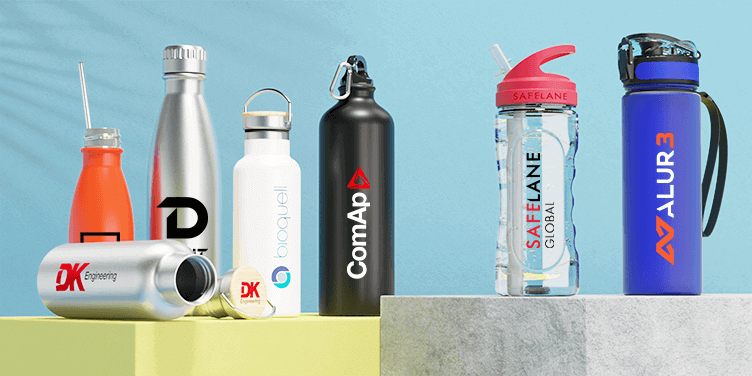 Trinkflaschen und Reisebecher mit Logo